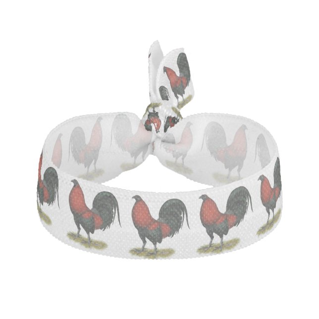 American Game BB Black Red Rooster Elastic Hair Tie (Front)