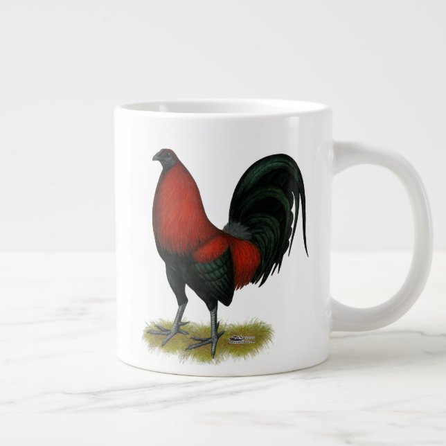 American Game BB Black Red Rooster Giant Coffee Mug (Right)
