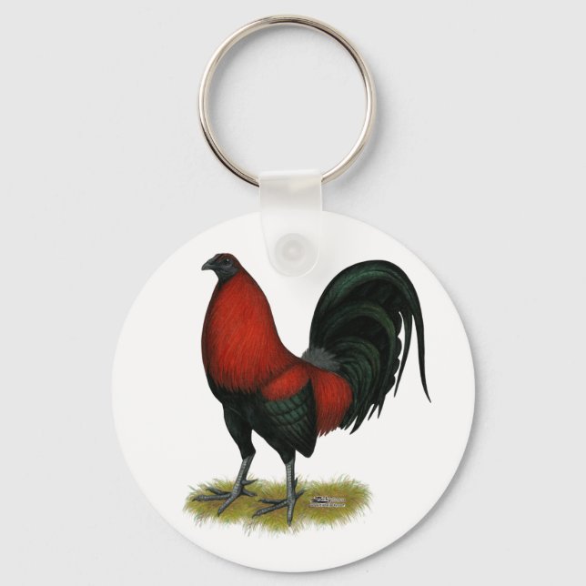 American Game BB Black Red Rooster Keychain (Front)