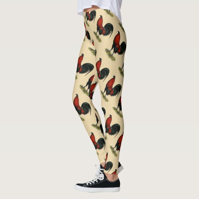 American Game BB Black Red Rooster Leggings (Left)