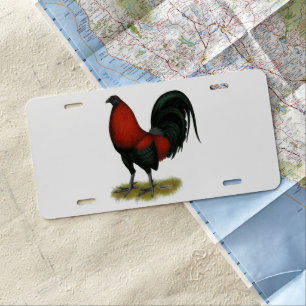 American Game BB Black Red Rooster License Plate