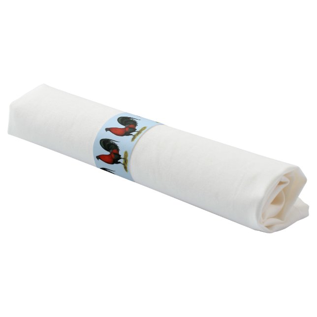 American Game BB Black Red Rooster Napkin Bands (Angled)