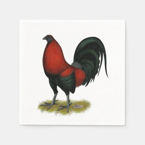 American Game BB Black Red Rooster Paper Napkins