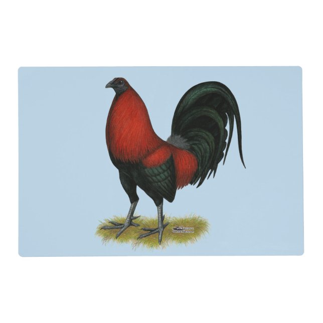 American Game BB Black Red Rooster Placemat (Back)