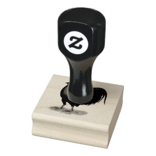 American Game BB Black Red Rooster Rubber Stamp
