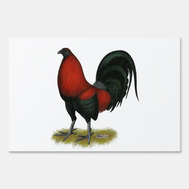 American Game BB Black Red Rooster Sign (Back)