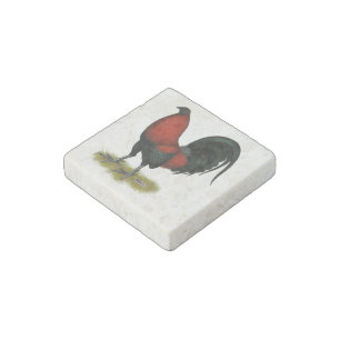 American Game BB Black Red Rooster Stone Magnet