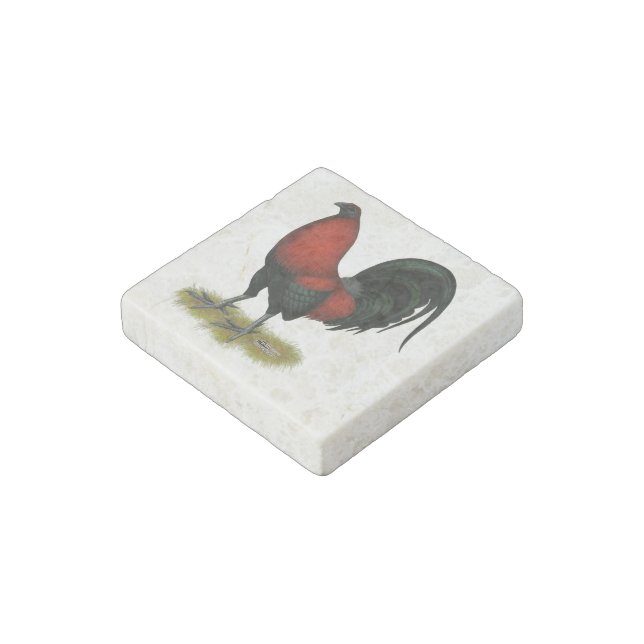 American Game BB Black Red Rooster Stone Magnet (Angled)