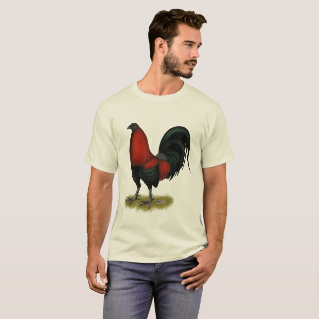 American Game BB Black Red Rooster T-Shirt (Front Full)