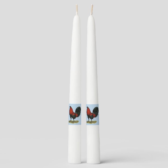 American Game BB Black Red Rooster Taper Candle (Front)