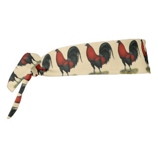 American Game BB Black Red Rooster Tie Headband
