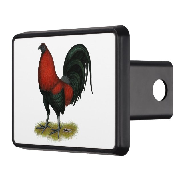American Game BB Black Red Rooster Tow Hitch Cover (Left)