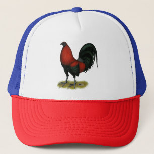 American Game BB Black Red Rooster Trucker Hat