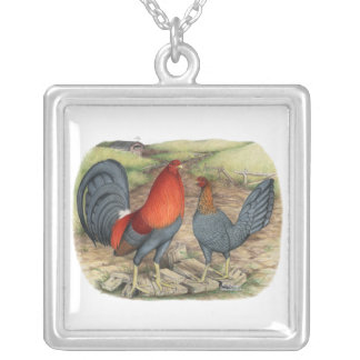 American Game Blue Reds Silver Plated Necklace