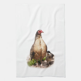 American Game Hen and Baby Chickens Towel