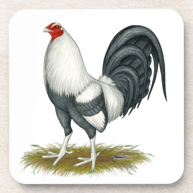 American Game Silver Blue Gamecock Beverage Coaster (Front)