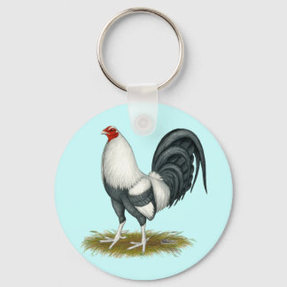 American Game Silver Blue Gamecock Keychain
