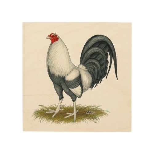 American Game Silver Blue Gamecock Wood Wall Art