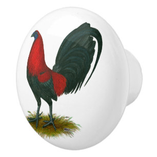 American Gamecock: Brown Red Ceramic Knob
