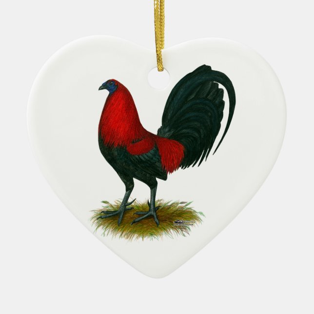 American Gamecock:  Brown Red Ceramic Ornament (Front)