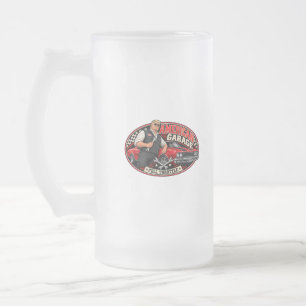 American Garage Full Throttle Two-Sided Frosted Glass Beer Mug