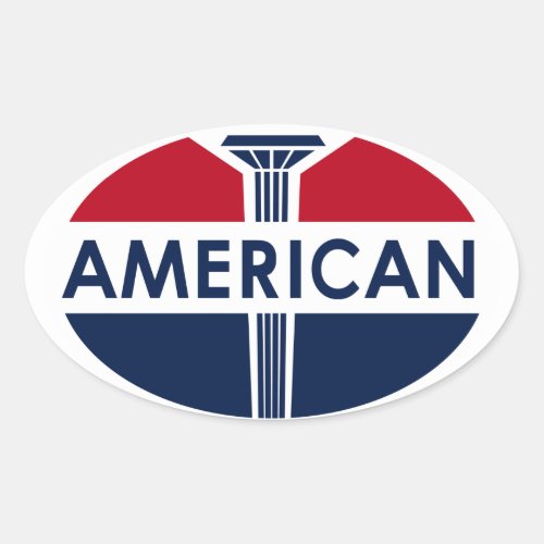 American Gas Station sign Flat version Oval Sticker