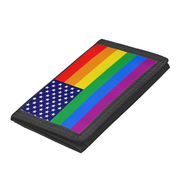 American Gay Pride Flag - Gaymerican Pride Flag Tri-fold Wallet (Bottom)