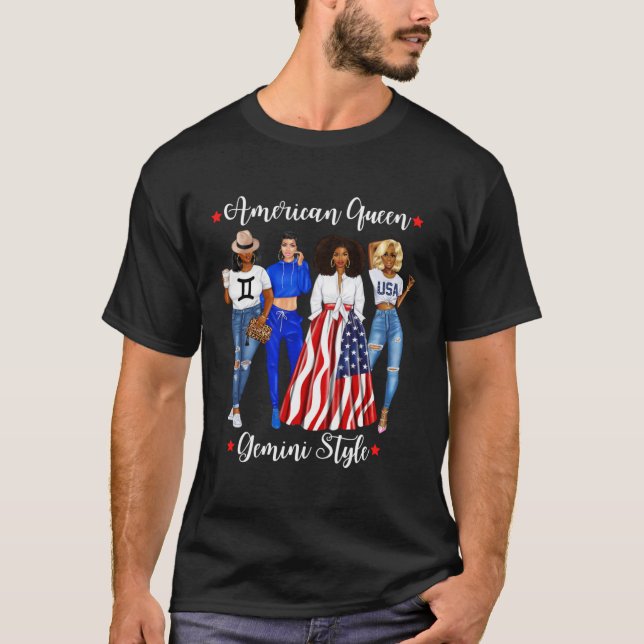 American Gemini Queen Style May June Black Girl Wo T-Shirt (Front)