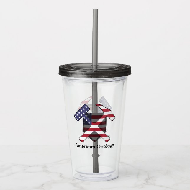 American Geology Rock Hammer Logo- Customizable Acrylic Tumbler (Front)