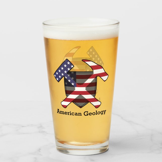American Geology Rock Hammer Logo- Customizable Glass (Front Filled)