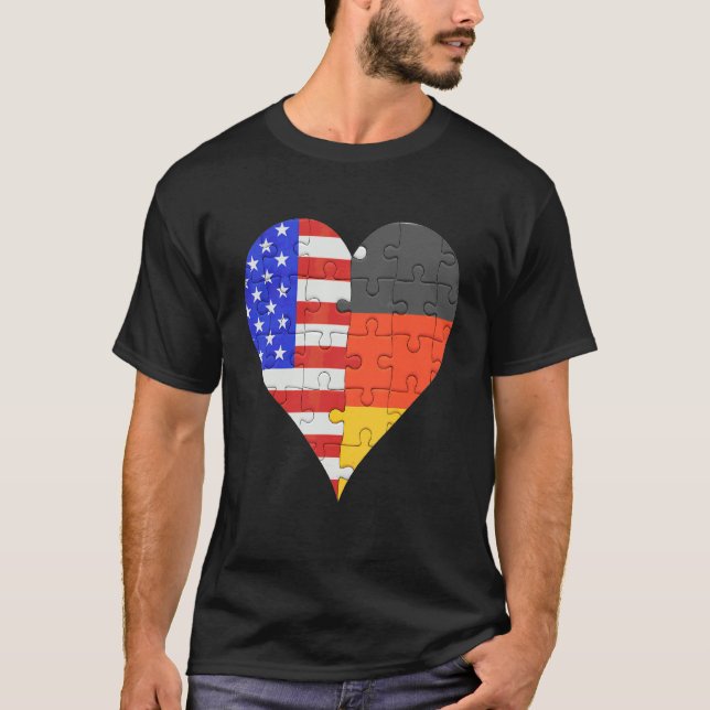 American German Flag Heart T-Shirt (Front)
