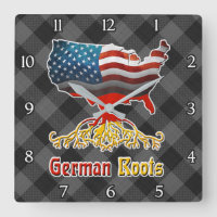American German Roots Square Wall Clock