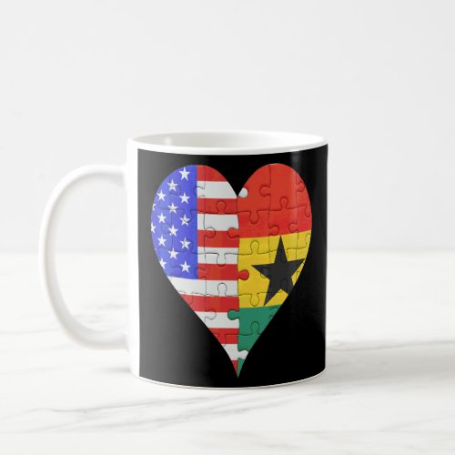 American Ghanaian Flag Heart  Coffee Mug