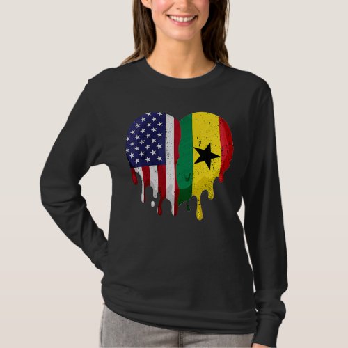 American Ghanaian Heritage Month Ghana Flag Heart T_Shirt