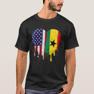 American Ghanaian Heritage Month Ghana Flag Heart T-Shirt