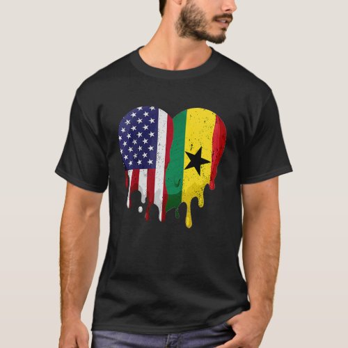 American Ghanaian Heritage Month Ghana Flag Heart T_Shirt