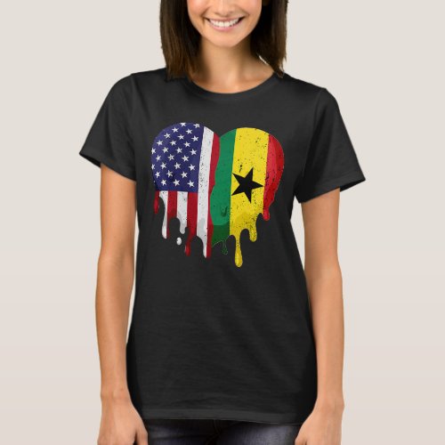 American Ghanaian Heritage Month Ghana Flag Heart T_Shirt