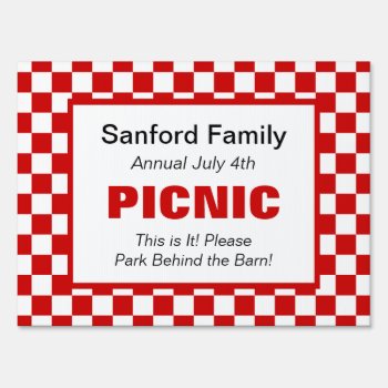 American Gingham Family Event  Picnic  Farm Market Yard Sign by VillageDesign at Zazzle