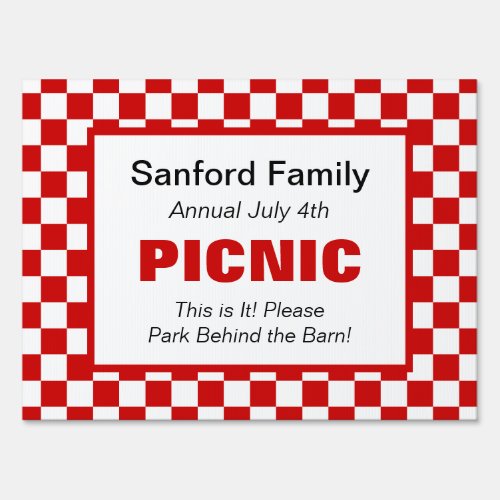 American Gingham Family Event Picnic Farm Market Yard Sign