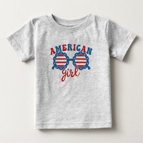 American Girl 4th of July Sunglasses Summer Baby T_Shirt