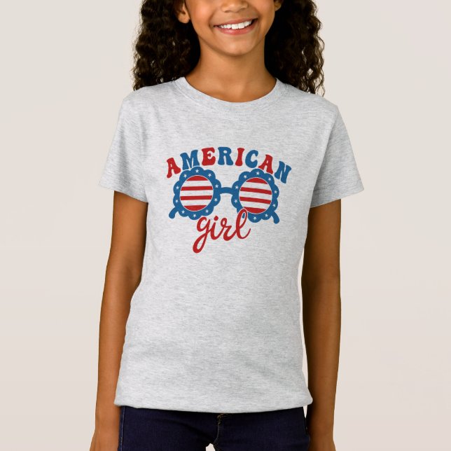 American Girl 4th of July Sunglasses Summer T-Shirt (Front)