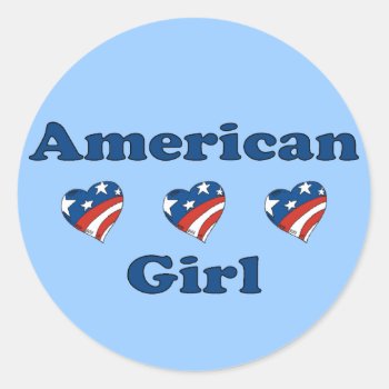 American Girl Classic Round Sticker by MishMoshTees at Zazzle