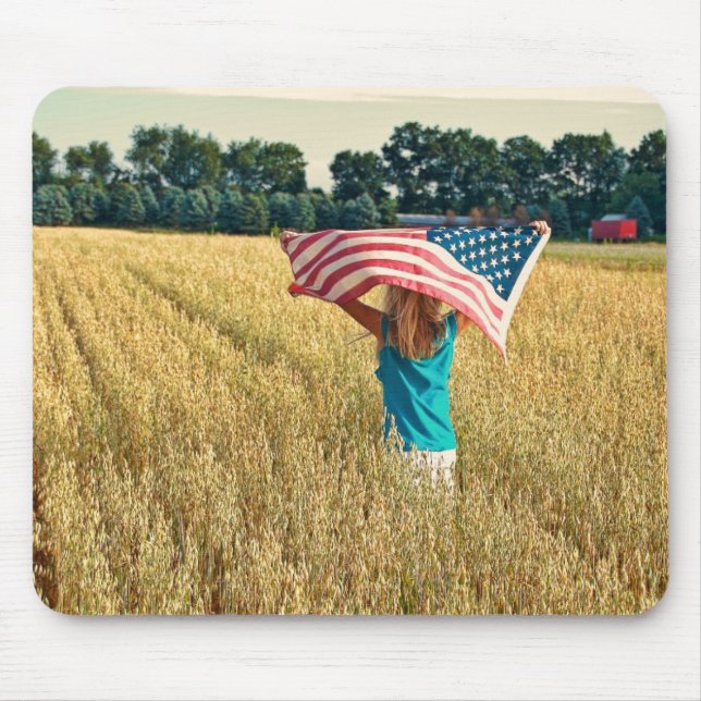 American Girl in Wheat Field Mouse Pad (Front)