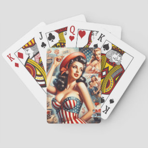 American Girl Pin-Up Collage Poker Cards
