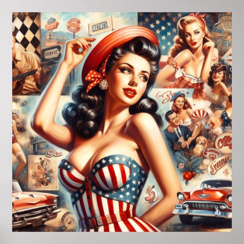 American Girl Pin_Up Collage Poster