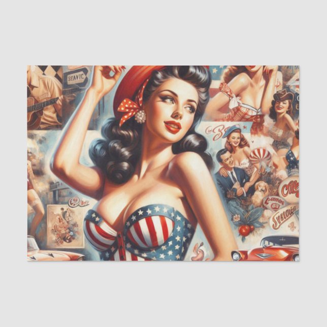 American Girl Pin-Up Collage Tissue Paper (Front)