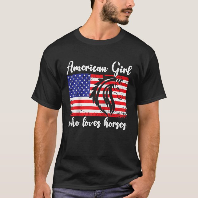 American girl who loves horses rider Raglan Baseba T-Shirt (Front)