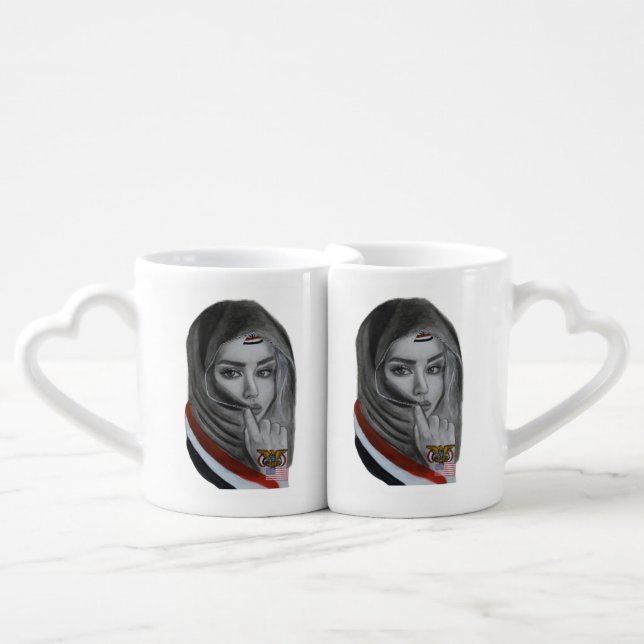 American Girl with Yemeni Roots – Yemen Flag Coffee Mug Set (Front Nesting)