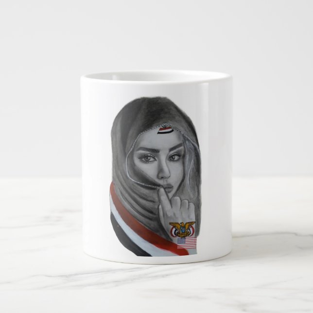 American Girl with Yemeni Roots – Yemen Flag Giant Coffee Mug (Front)