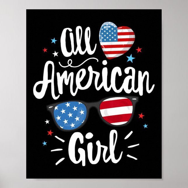 American Girl Women American Flag 4th Of July Patr Poster (Front)